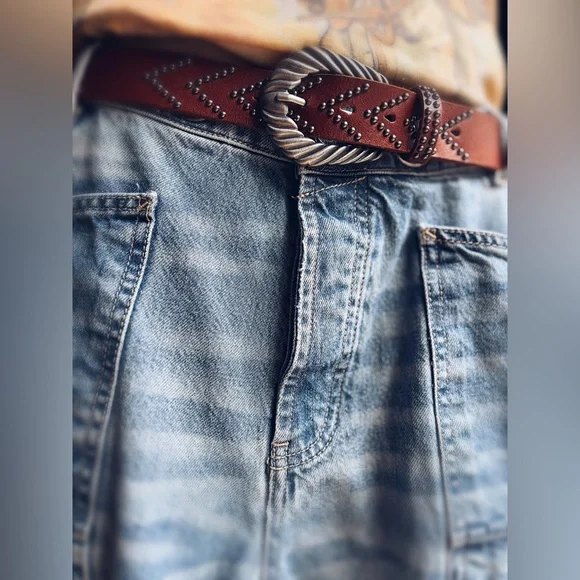 Studded Western Belt Statement Buckle Boho NWT - Picture 4 of 9